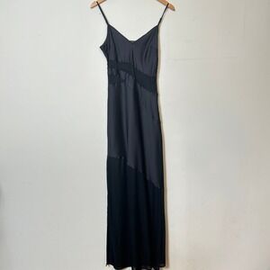 French Connection Mesh Panel Slip Maxi Dress Black Size 6